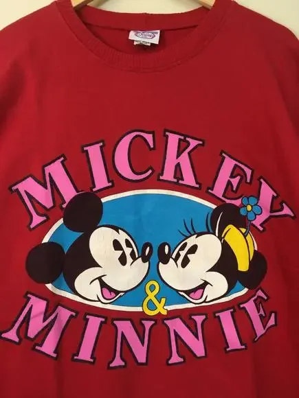 Vintage Disney Store Mickey & Minnie Sweatshirt One Size Graphic Front Love
